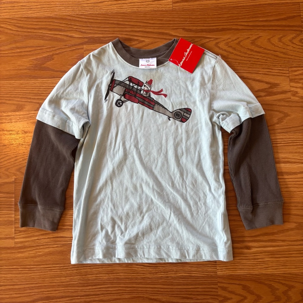 NWT Hanna Andersson Boys Long Sleeve Shirt Sz 120 (6-7) Winter Christmas Holiday